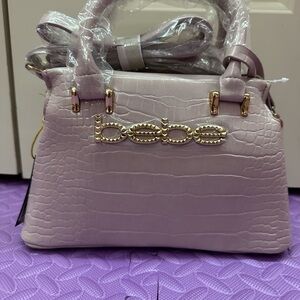Bebe Pink Satchel with Gold Accents